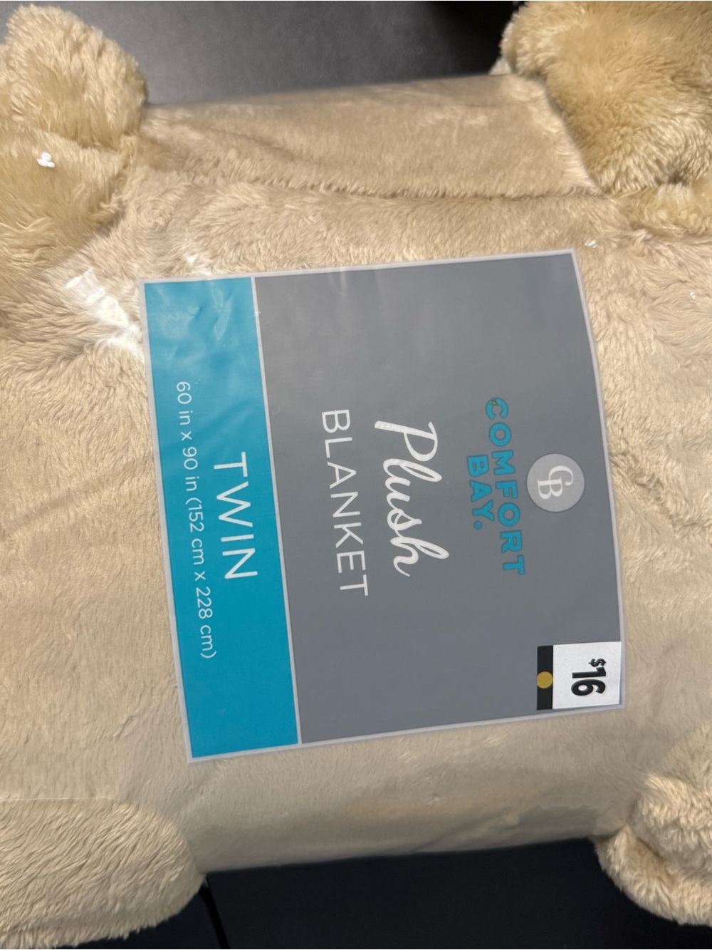 Comfort Bay Plush Twin Blanket - Beige Cream
